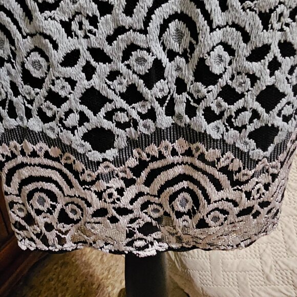 AQUA Brand Tri-colored Lace Overlay Lined Pencil Skirt - Picture 4 of 10